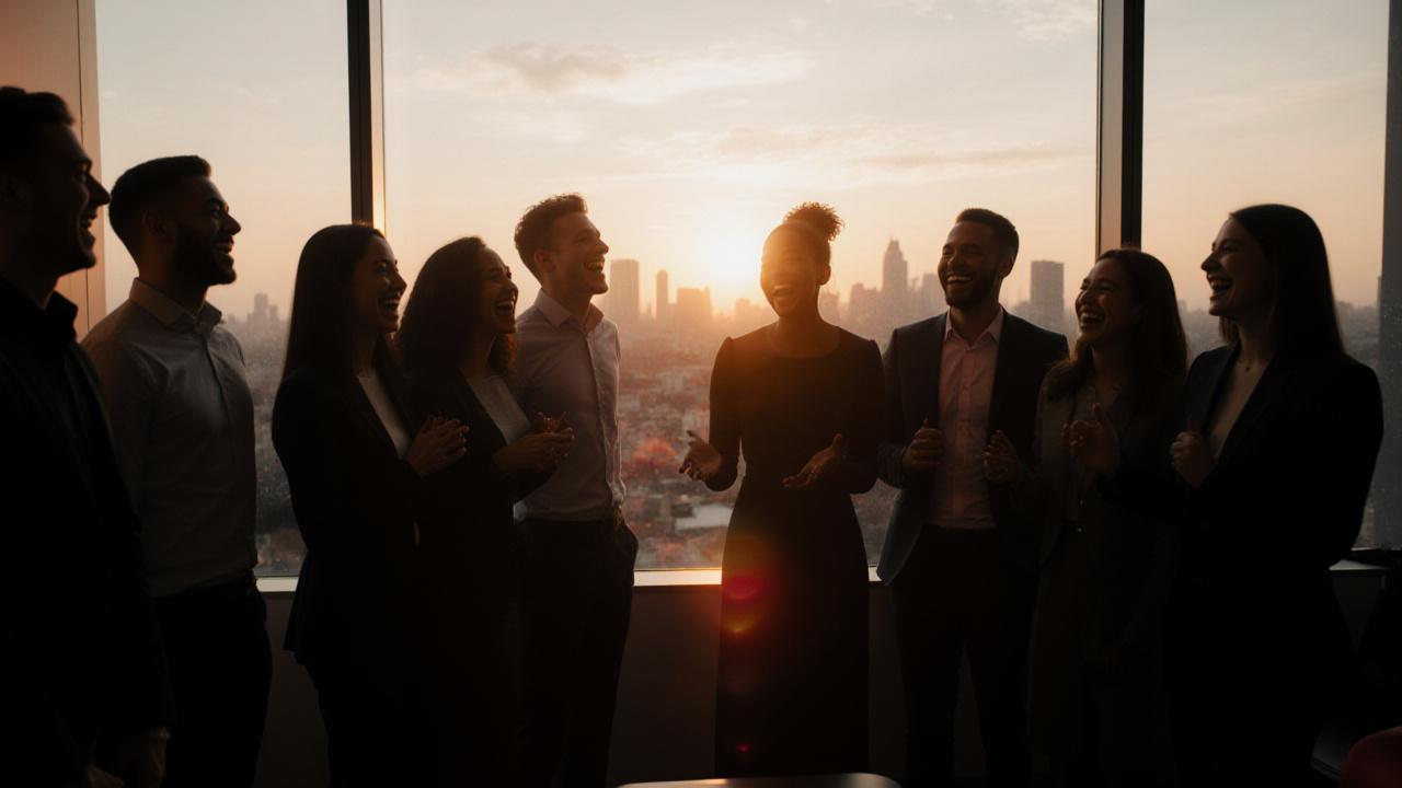 Equipo corporativo colaborando en un entorno de bienestar moderno